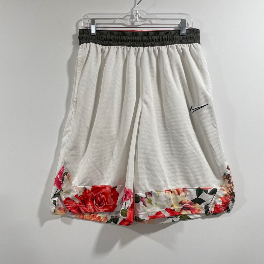Nike Dri-FIT Floral Rose‎ Basketball Shorts Mens Large White AJ3528-100